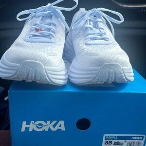 Hoka Bondi 8 white sneakers